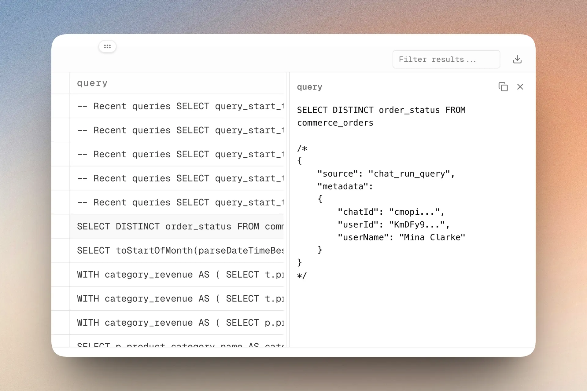 Query logs and review controls